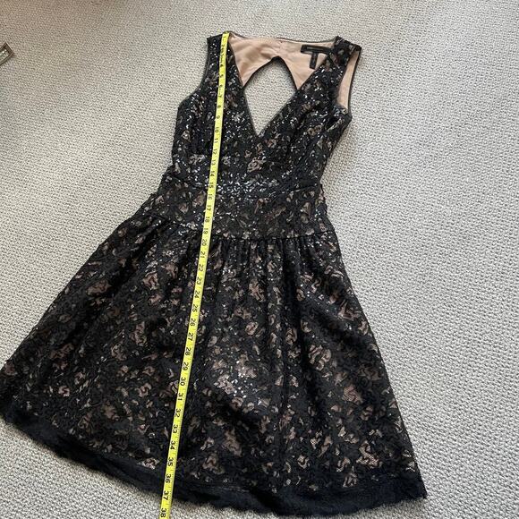 BCBG Maxazria Katarina Black Lace Sequin Open Back Dress - Size 4 - Picture 12 of 13